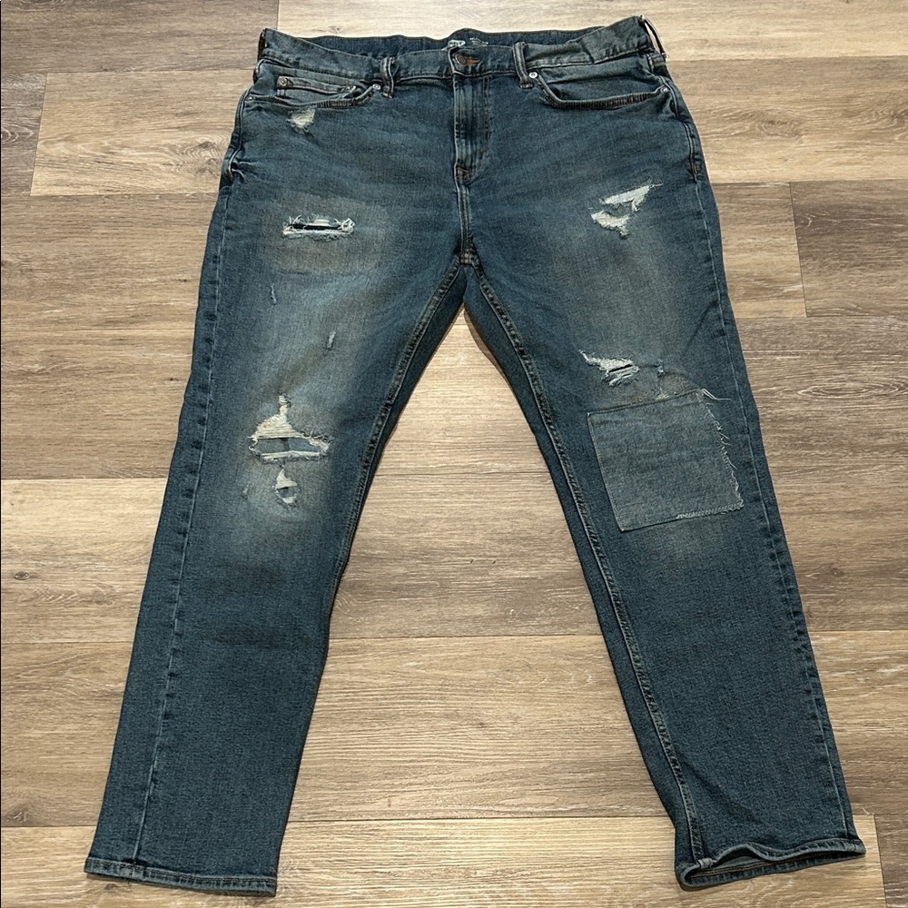 Old Navy Men's Distressed Dark Blue Jeans